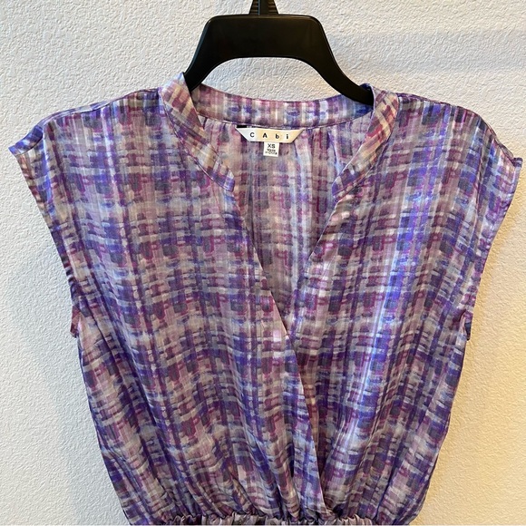 CAbi Purple Two print Peplum Style Blouse - Picture 2 of 9